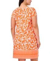 Msk Plus Size Printed Short-Sleeve Shift Dress