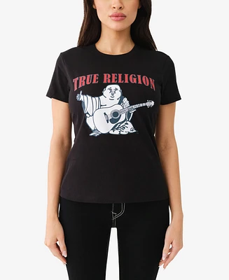 True Religion Women's Buddha Slim Crew Neck Top