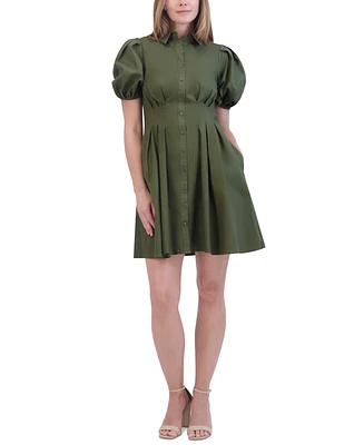 Eliza J Women's Cotton Bubble-Sleeve Shirtdress