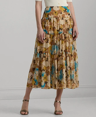 Lauren Ralph Petite Floral A-Line Skirt