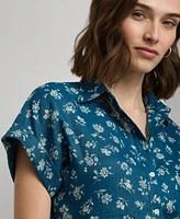 Lauren Ralph Petite Linen Floral Shirt