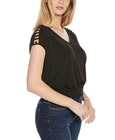 Belldini Women's Shoulder Detail Dolman Knit Top