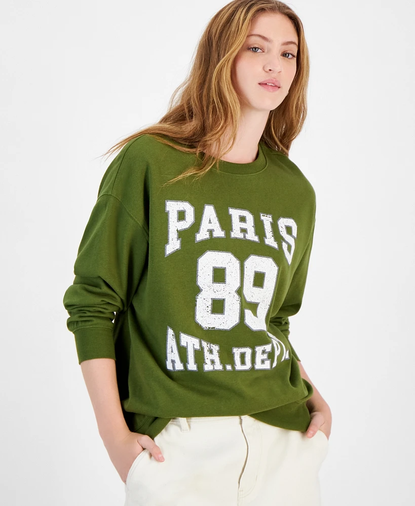 Rebellious One Juniors' Paris Graphic Long-Sleeve Sweatshirt