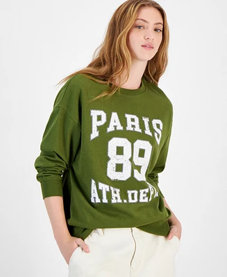 Rebellious One Juniors' Paris Graphic Long-Sleeve Sweatshirt