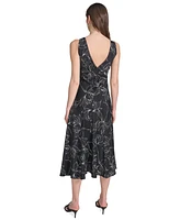 Calvin Klein Women's Printed Double V-Neck Dress