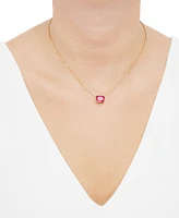 Lab-Grown Ruby Solitaire Paperclip Link Pendant Necklace (4-1/5 ct. t.w.) in 14k Gold-Plated Sterling Silver, 16" + 4" extender