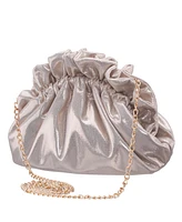 Nina Metallic Gathered Crossbody Pouch Bag