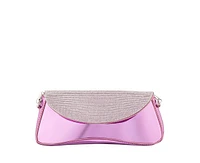 Nina Crystal Flap Mirror Metallic Patent Clutch Bag