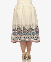 White Mark Plus Pleated Skirt with Border Print