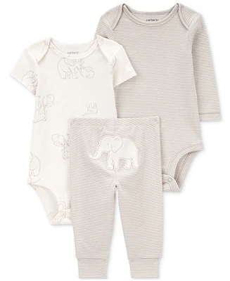 Carter's Baby Cotton Elephant Little Character Bodysuits & Pants, 3 Piece Set