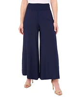 Sam & Jess Petite Pilazzo Smocked-Waist Wide-Leg Pants