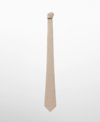 Mango Men's Polka Dot Cotton And Linen Tie