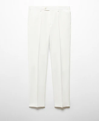 Mango Men's Slim Fit Cotton And Linen Suit Pants