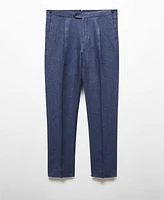 Mango Men's 100% Herringbone Linen Slim Fit Suit Pants