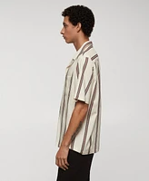 Mango Men's Striped Bowling Fluid Shirt