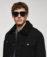 Mango Men's Shearling Denim Jacket