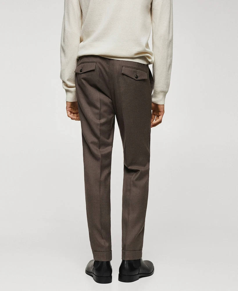 Mango Men's Pleat Detail Wool Pants