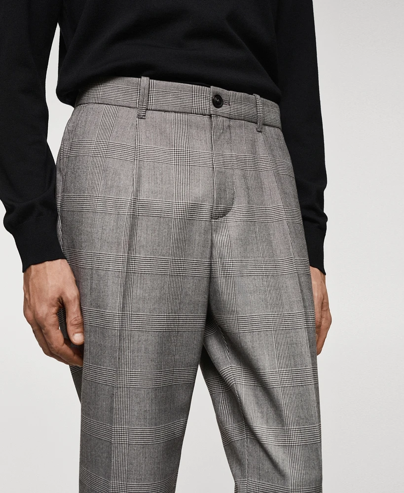 Mango Men's Check Pleated Pants