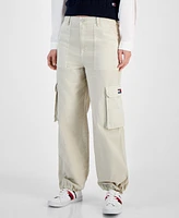 Tommy Jeans Women's Claire High Rise Utility Cotton Cargo Pants