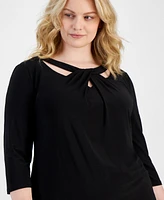 Kasper Plus Twist-Neck Top