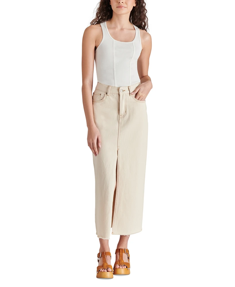 Steve Madden Women's Avani Front-Slit Denim Maxi Skirt