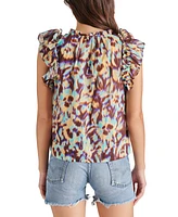 Steve Madden Women's Kailani Cotton Ruffled Split-Neck Top