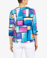 Alfred Dunner Women's Colorblock Square Neck Top