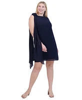 Jessica Howard Plus Size Draped-Shoulder Boat-Neck Dress