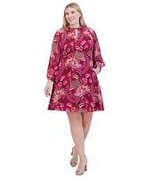 Jessica Howard Plus Paisley-Print Keyhole Fit & Flare Dress