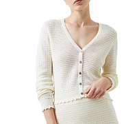 French Connection Women's Nesta Ruffled Cotton Cardigan Sweater