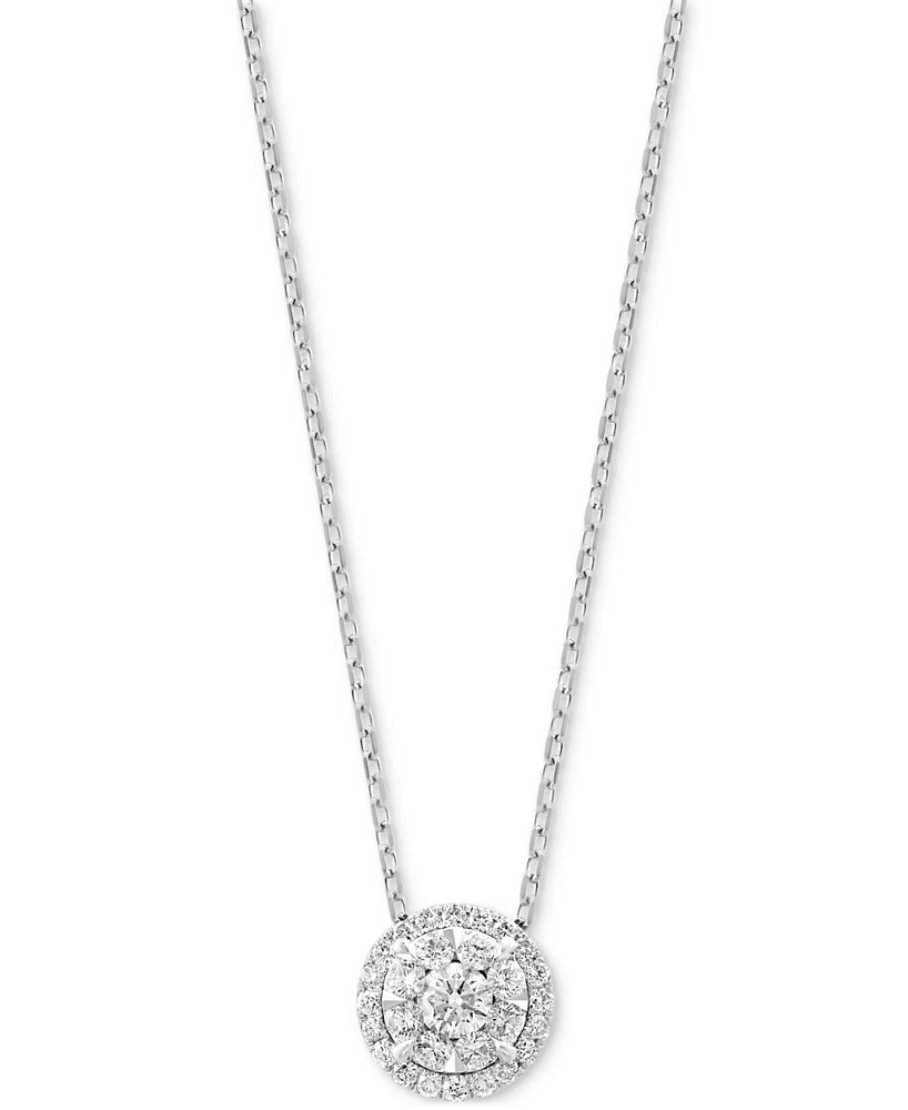 Effy Diamond Halo 18" Pendant Necklace (5/8 ct. t.w.) in 14k White Gold