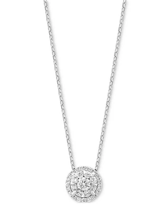 Effy Diamond Halo 18" Pendant Necklace (5/8 ct. t.w.) in 14k White Gold