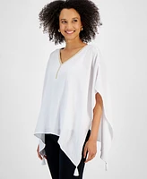 Jm Collection Women's Embellished-Neck Gauze Poincho, Created for Macy's