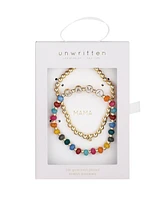 Unwritten Multi Color Quartz Mama Stone and Beaded Stretch Bracelet Set