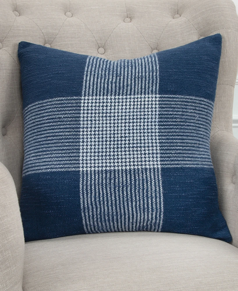 Rizzy Home Plaid Polyester Filled Decorative Pillow, 20" x