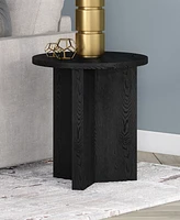 Hudson & Canal Anders 20" Wide Round Side Table in Black Grain