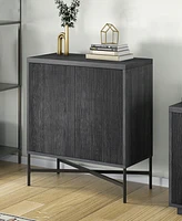 Hudson & Canal Brighton 28" Wide Rectangular Accent Cabinet in Charcoal Gray