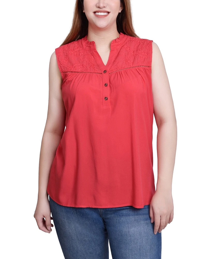 Ny Collection Petite Sleeveless Yoked Blouse Top