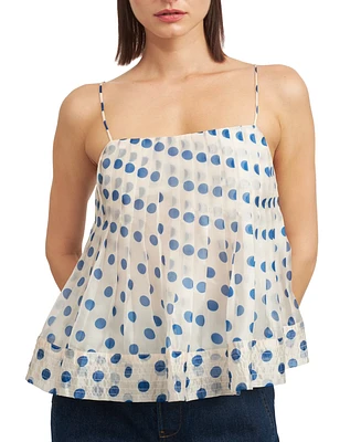 En Saison Women's Frances Polka Dot Pleated Tank