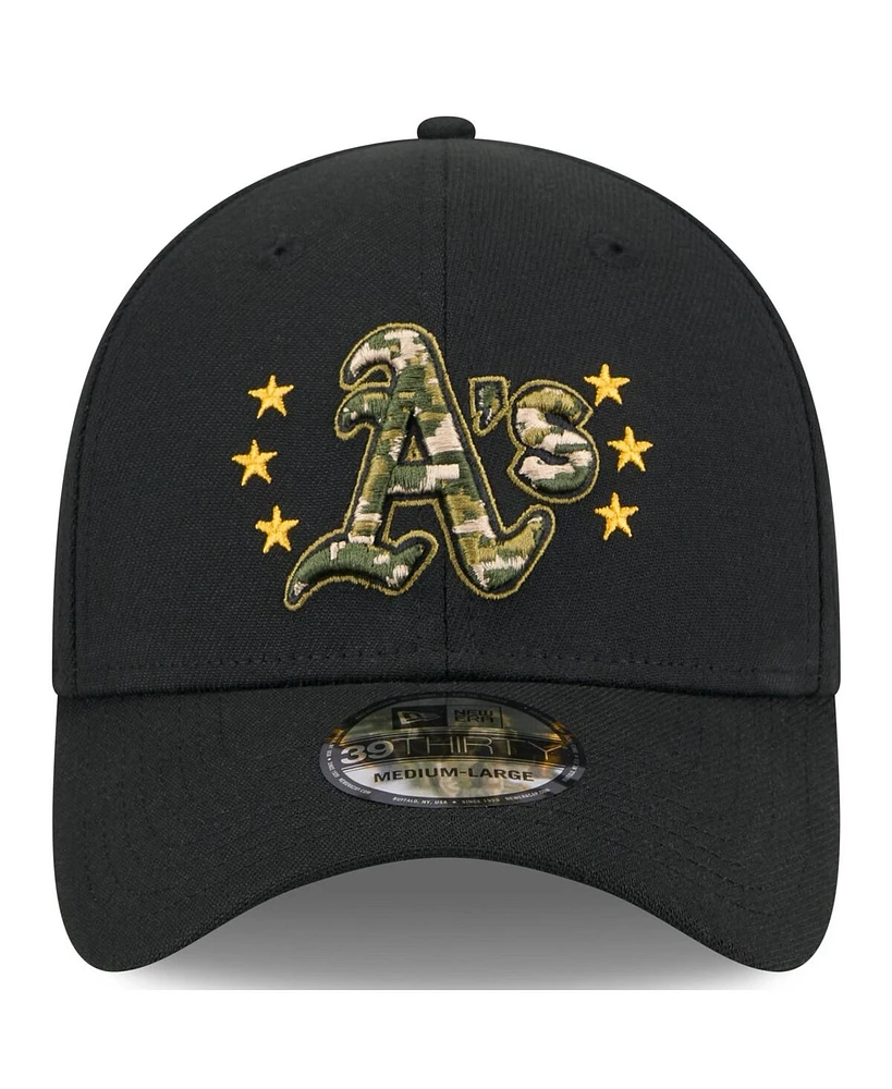 New Era Men's Black Oakland Athletics 2024 Armed Forces Day 39THIRTY Flex Hat