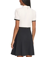 Karl Lagerfeld Paris Women's Collared Contrast-Trim Dress