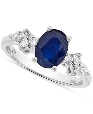 Sapphire (1-1/2 ct. t.w.) & Diamond (1/4 ct. t.w.) Ring in 14k White Gold