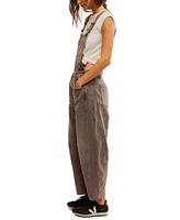 Free People Women's Good Luck Denim Barrel-Leg Overalls