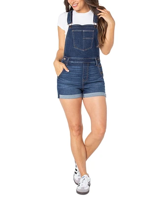 Celebrity Pink Juniors' Cuffed Shorts Denim Overalls