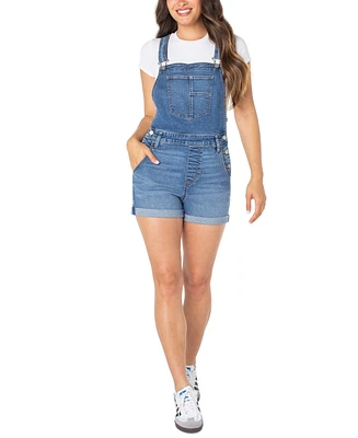 Celebrity Pink Juniors' Cuffed Shorts Denim Overalls