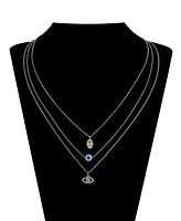 Unwritten Crystal Hamsa and Evil Eye Layered Necklace Set