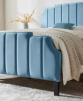 Diana 56" Fabric Upholstered Channel Tufted with Adjustable Headboard Heights Full Bed, Created for Macy's