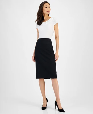 Kasper Crepe Pencil Midi Skirt, Regular & Petite Sizes