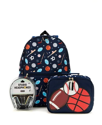 InMocean Boy's All Star Sports Backpack Headphone Lunch Set