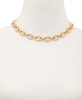 Guess Gold-Tone Pave Link Statement Necklace, 16" + 2" extender